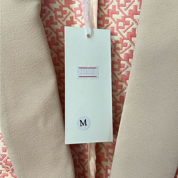 NWT LUCY PARIS Long Sleeve Patterned Peplum Blazer Pink White Women’s Size Med - Picture 5 of 7